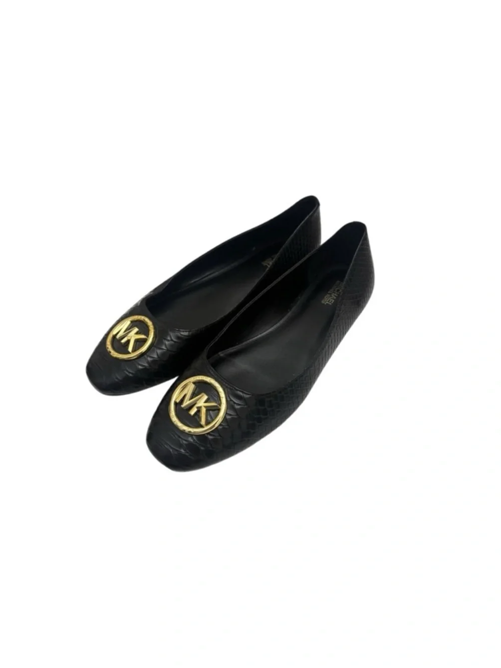 Micheal Kors NWOT classic black faux snake print man made ballet flat shoes 9 - Picture 2 of 14